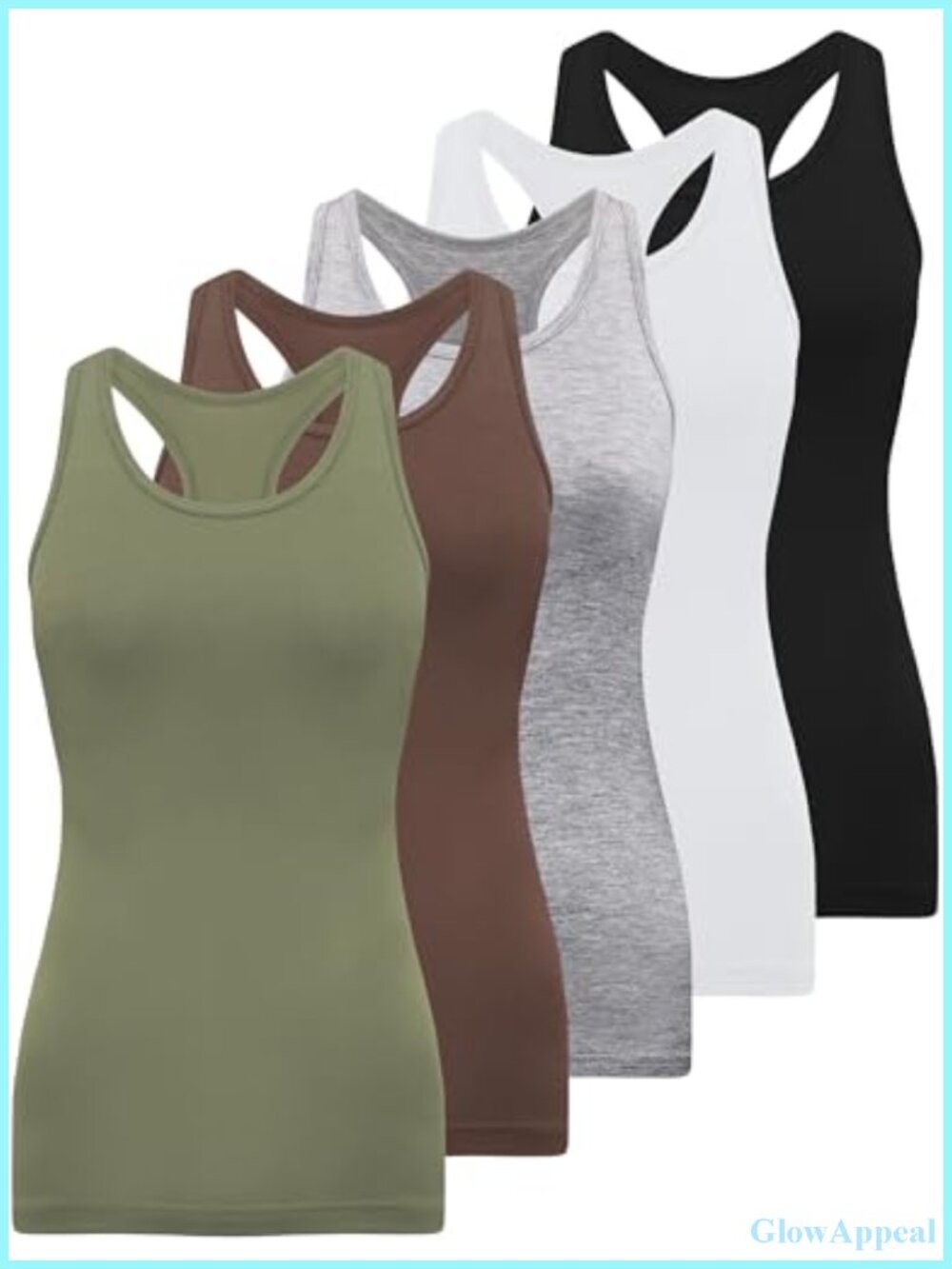 5 Pack Racerback Tank Tops for Women Sleeveless Viscose Spandex Workout
